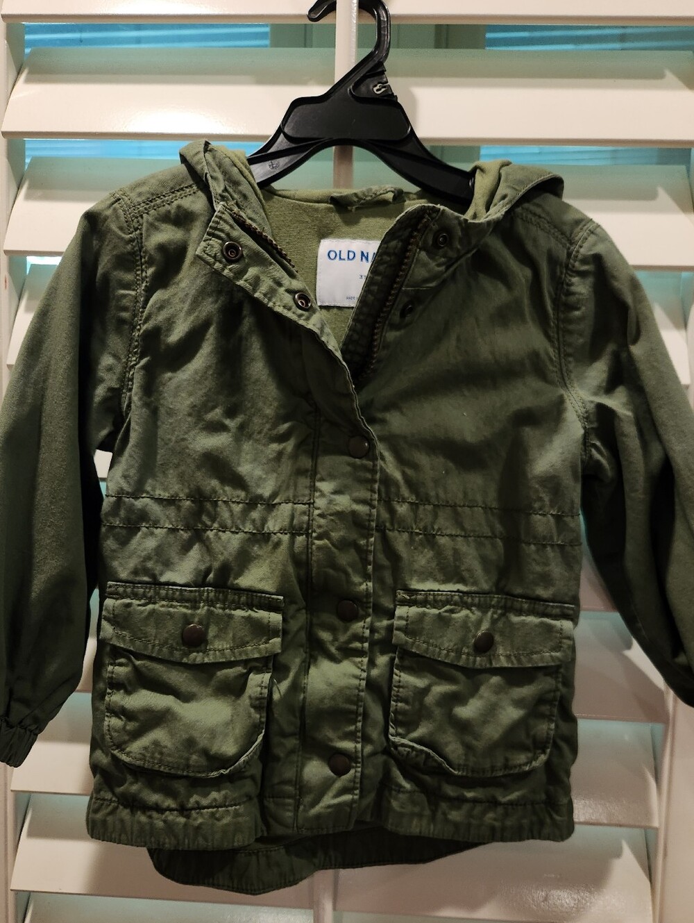 Old Navy Olive Green Hooded Utility Anorak Jacket, Size 3T